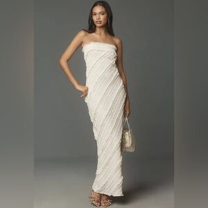 Endless Rose White Strapless Pleated Gown for Weddings